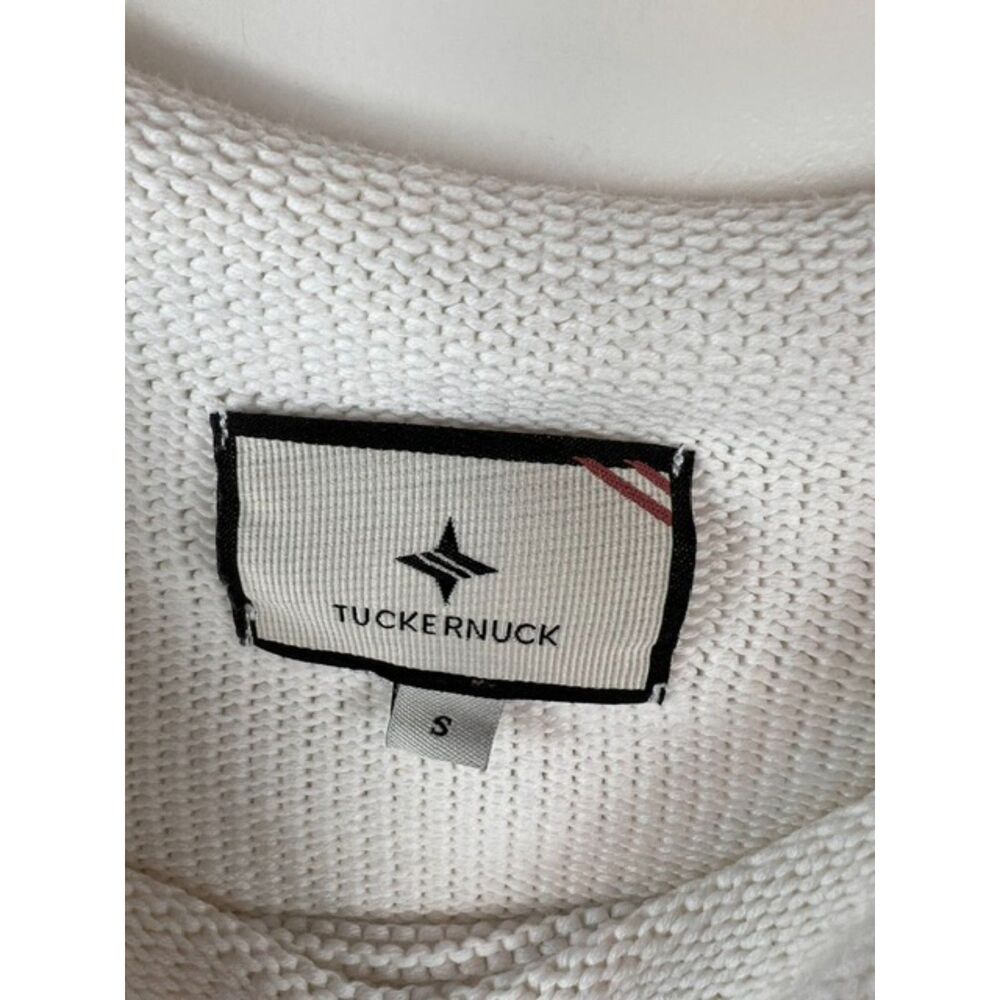 Tuckernuck Ivory Cotton Rollneck Americana Sweater Small Preppy Coastal - Picture 2 of 5